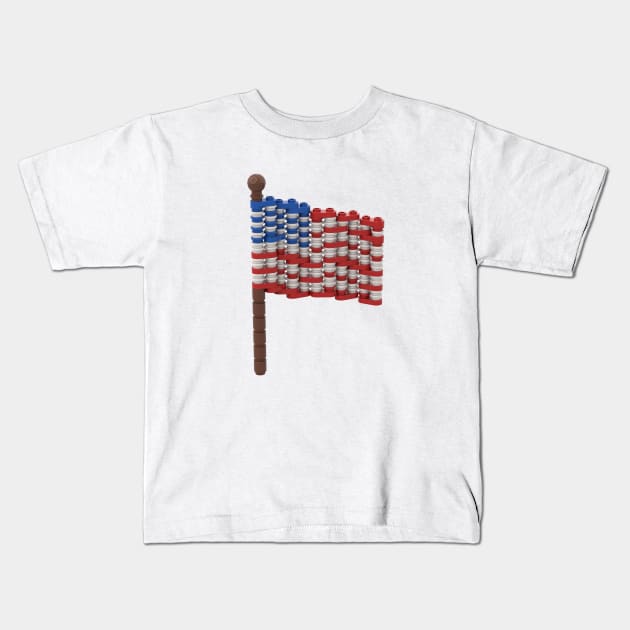 Brick American Flag Kids T-Shirt by UTBrickGuy
